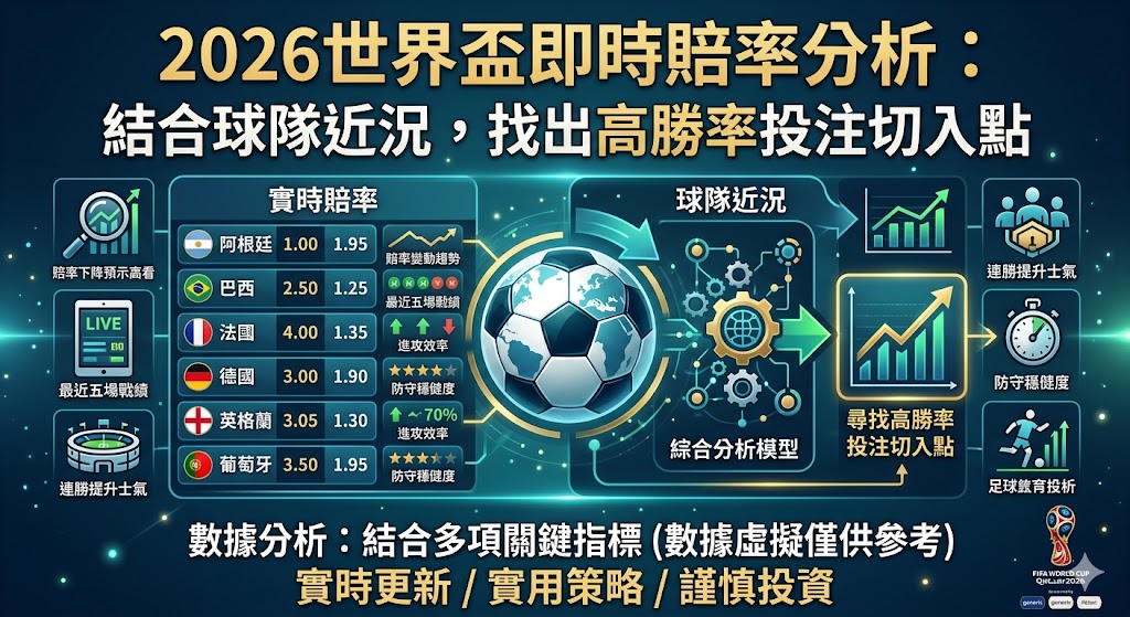 2026世界盃即時賠率分析：結合球隊近況，找出高勝率投注切入點