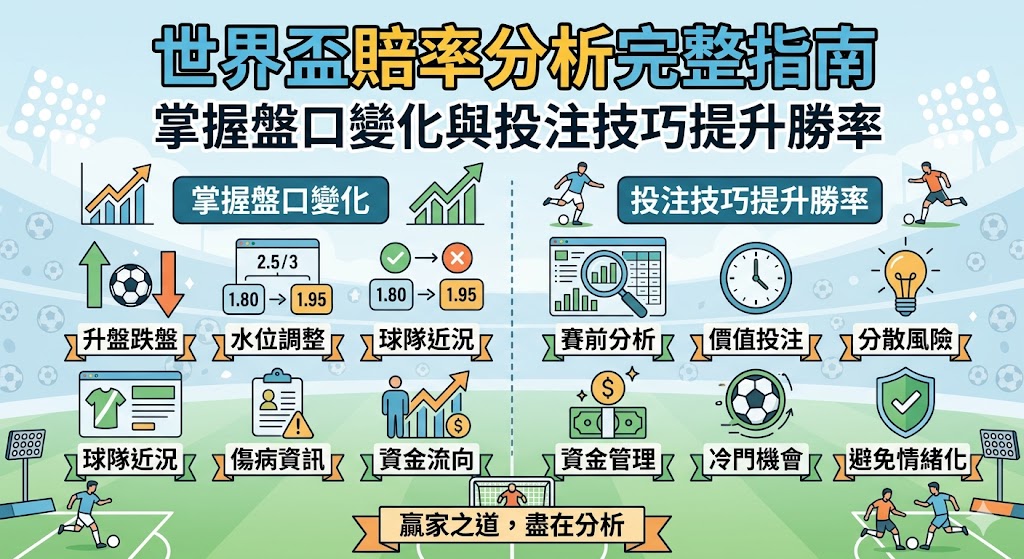 世界盃賠率分析完整指南｜掌握盤口變化與投注技巧提升勝率
