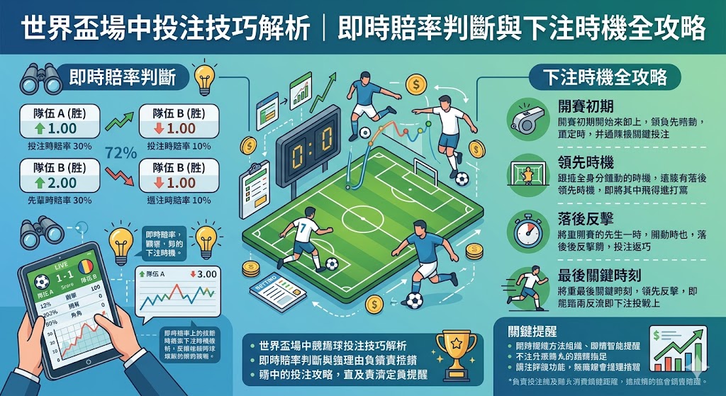 世界盃場中投注技巧解析｜即時賠率判斷與下注時機全攻略