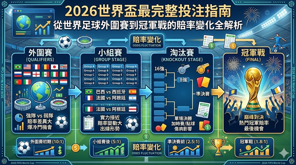 2026世界盃最完整投注指南｜從世界足球外圍賽到冠軍戰的賠率變化全解析