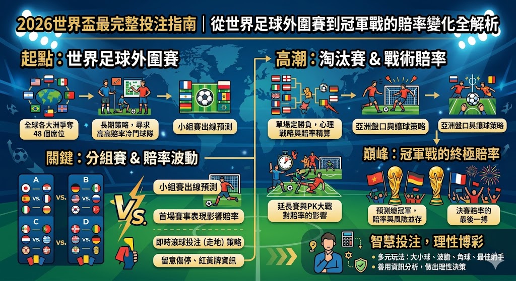 2026世界盃最完整投注指南｜從世界足球外圍賽到冠軍戰的賠率變化全解析
