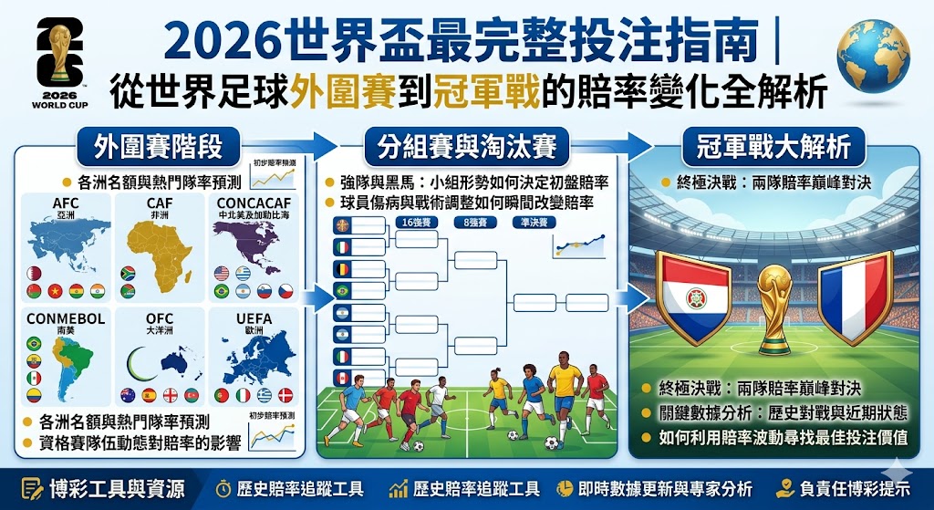 2026世界盃最完整投注指南｜從世界足球外圍賽到冠軍戰的賠率變化全解析