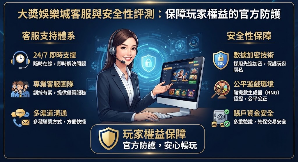 大獎娛樂城客服與安全性評測:保障玩家權益的官方防護